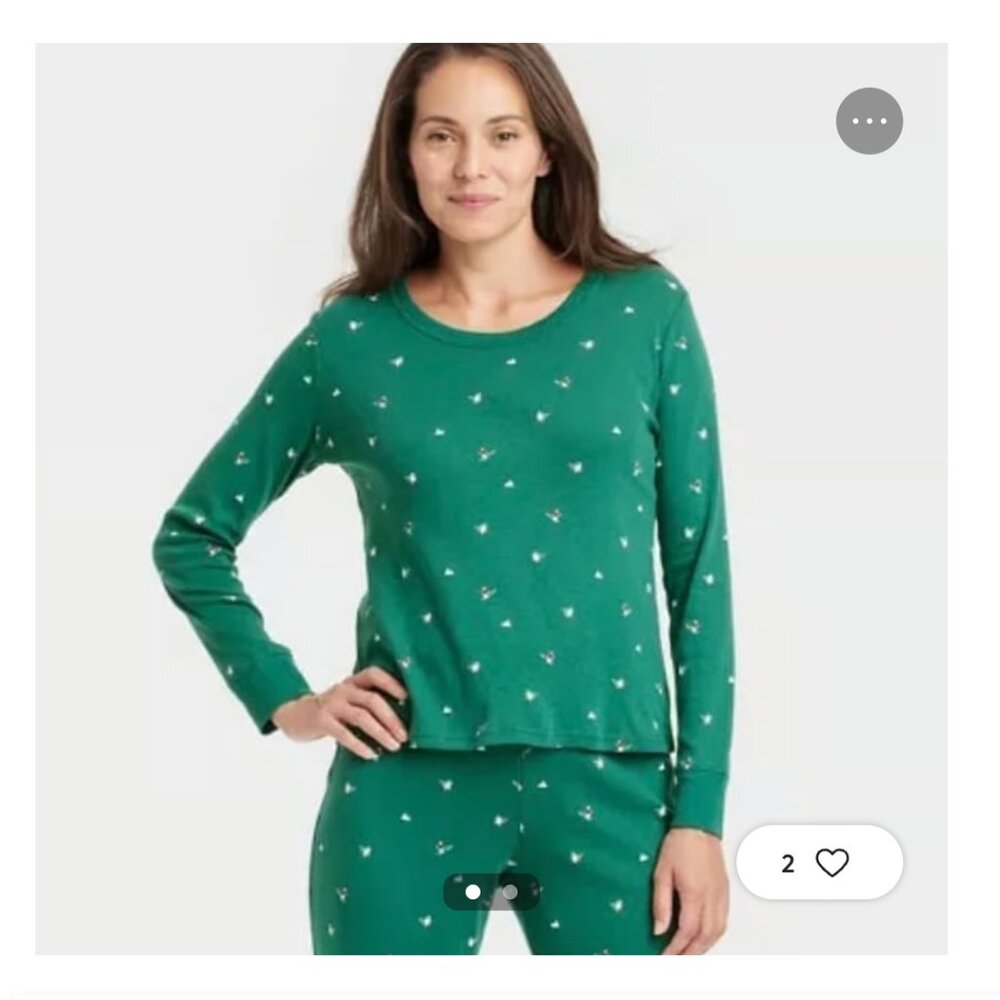 Wondershop | Women's Polar Bear Print Cotton PJ Set | GREEN | LARGE